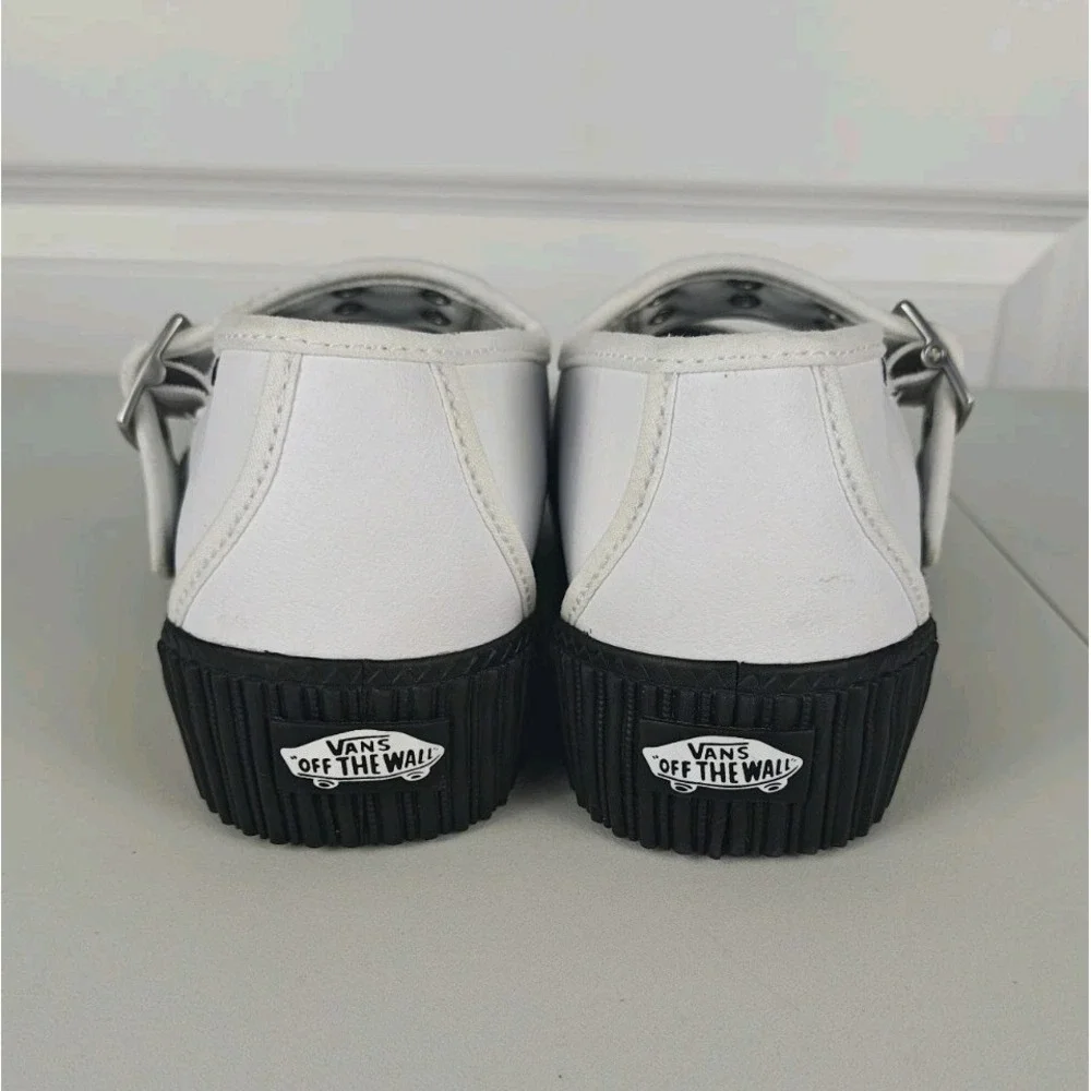Vans Style 93 Chunky Creeper Platform Mary Jane Shoes White & Black Womens 8.5